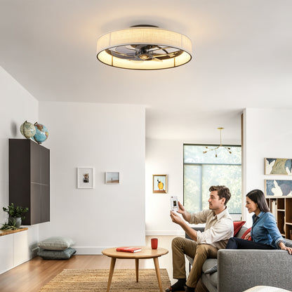 20" Matte Black Fabric Farmhouse Ceiling Fan with Remote - view 3