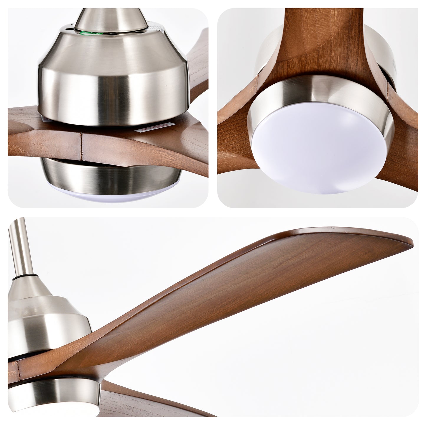 52" Satin Nickel Solid Wood Ceiling Fan with Remote - view 18