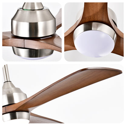 52" Satin Nickel Solid Wood Ceiling Fan with Remote - view 18