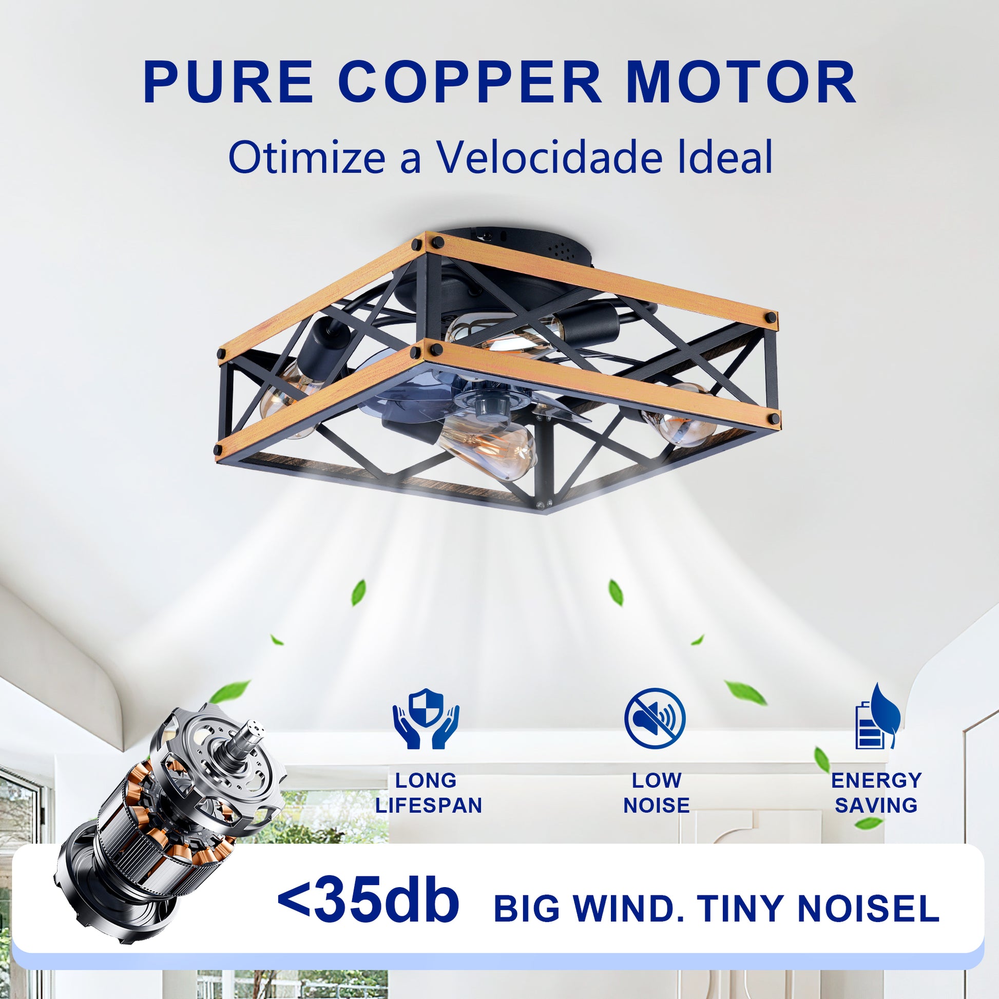 22.6" Bronze Flush Mount Ceiling Fan with Remote - view 11