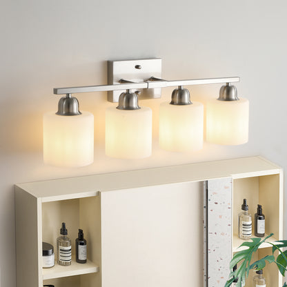 4-Light Brushed Nickel Vanity Wall Light with Frosted Glass - view 3