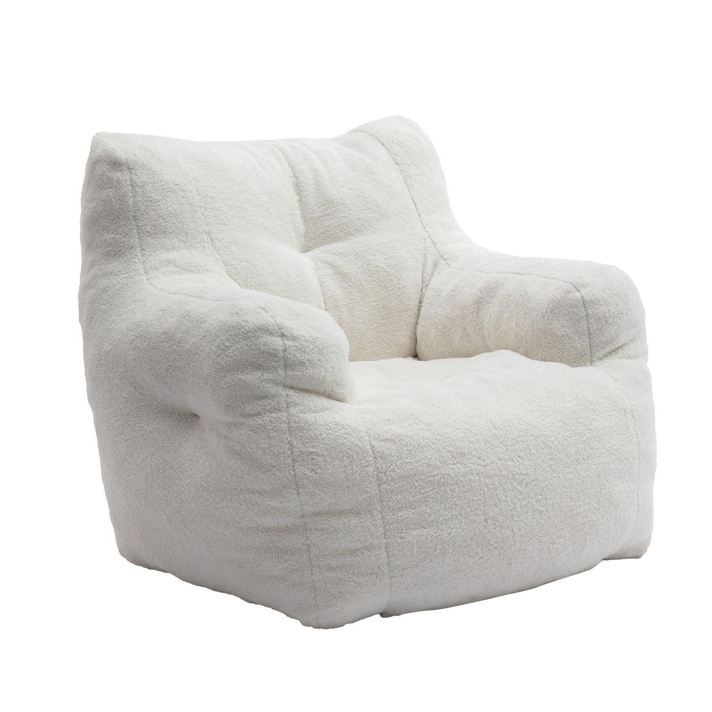 Teddy Fabric Memory Foam Bean Bag Chair – Ivory