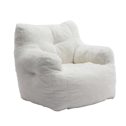 Teddy Fabric Memory Foam Bean Bag Chair – Ivory