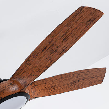 56" 5-Blade Matte Black & Wood Ceiling Fan with Remote - view 21