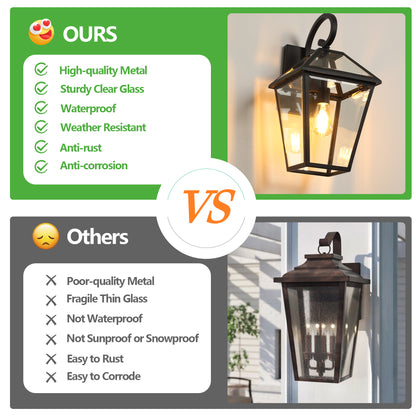 10" Black Outdoor Wall Lantern with Clear Glass, Set of 2 - view 7