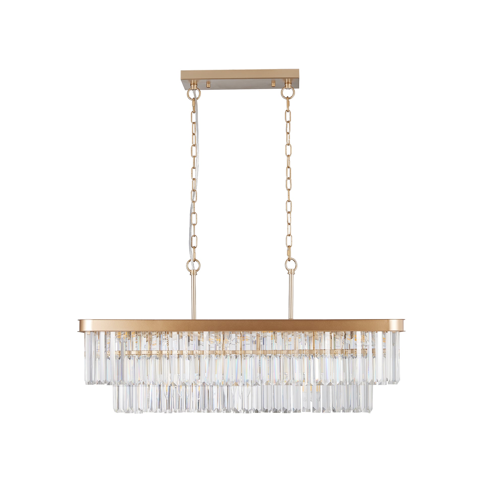 Gold Rectangular Crystal Farmhouse Chandelier - view 9