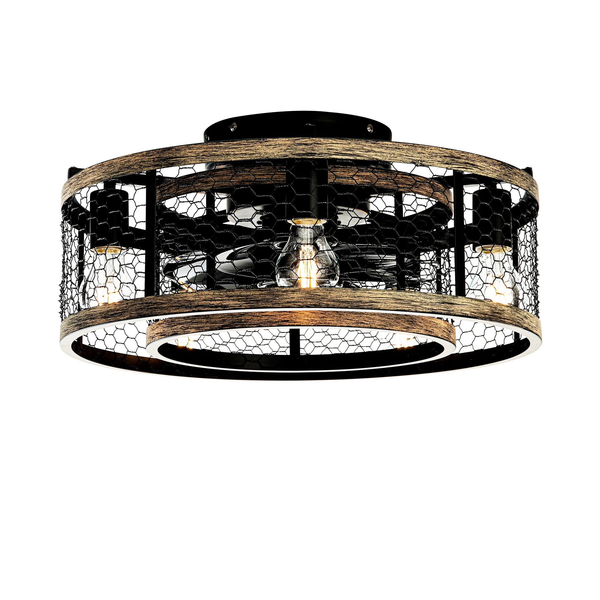 20" Matte Black Caged Ceiling Fan with Remote - view 15
