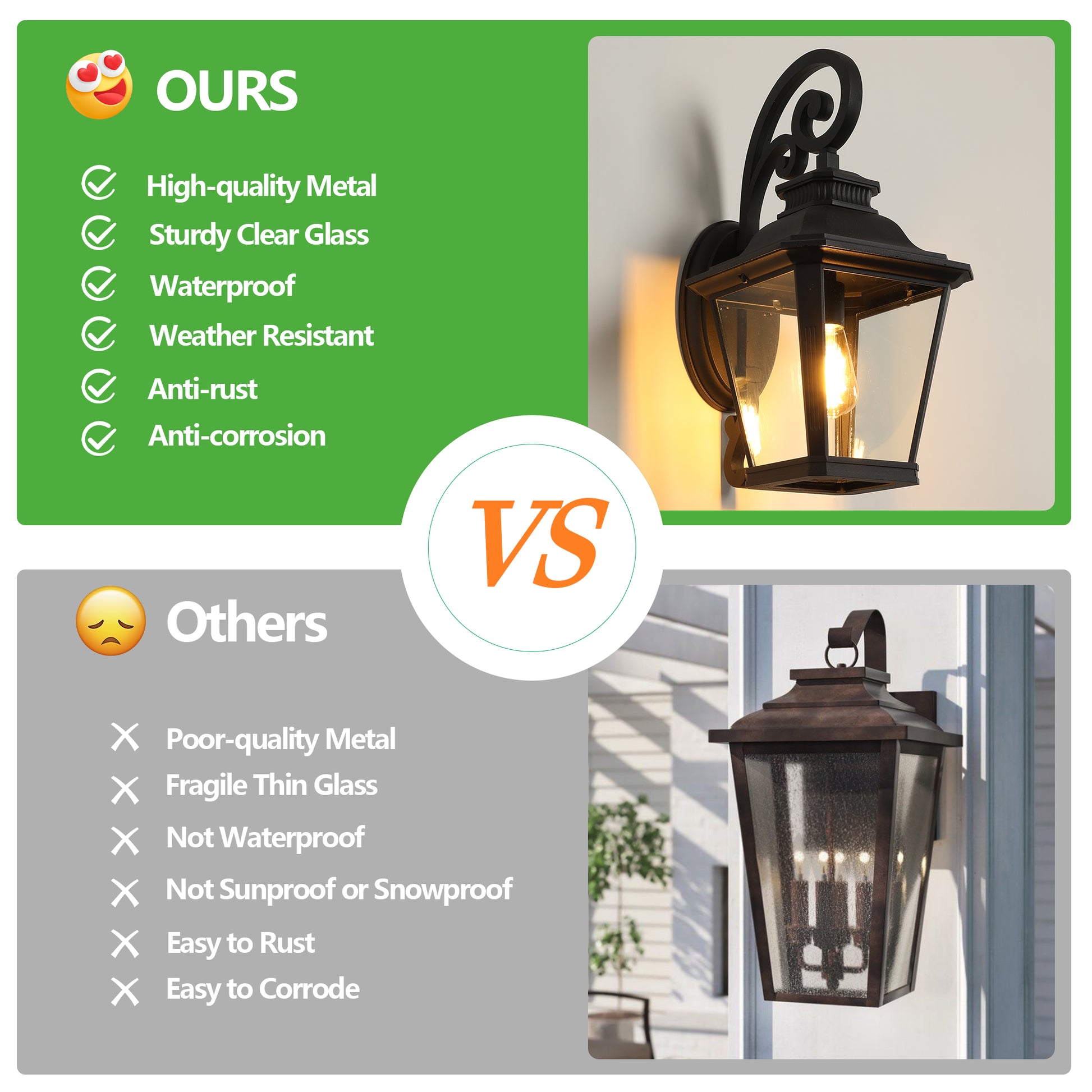 14" Black Vintage Outdoor Wall Lantern, Set of 2 - view 7