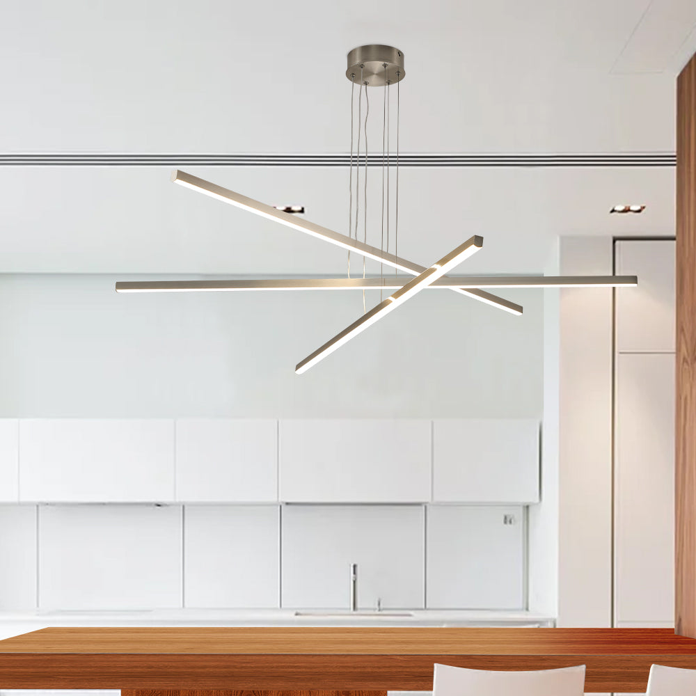 48" Chrome Geometric 3-Arm LED Chandelier - view 3