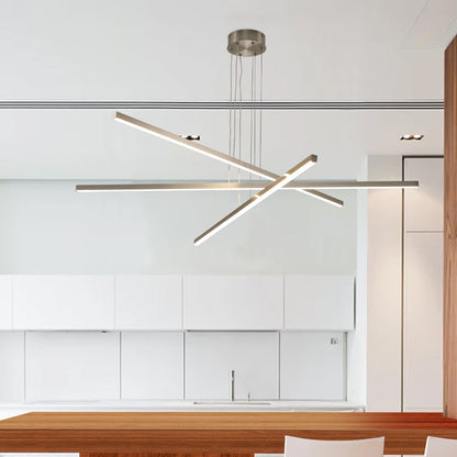 48" Chrome Geometric 3-Arm LED Chandelier - view 3