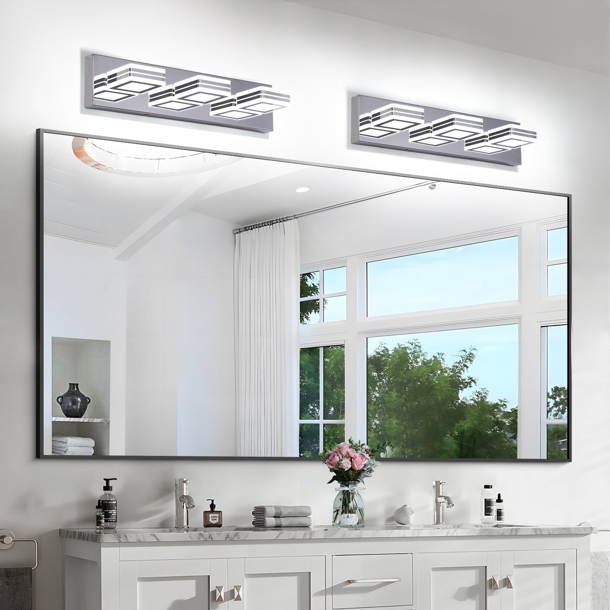 3-Light Chrome Bathroom Vanity Light, Dimmable LED - view 2