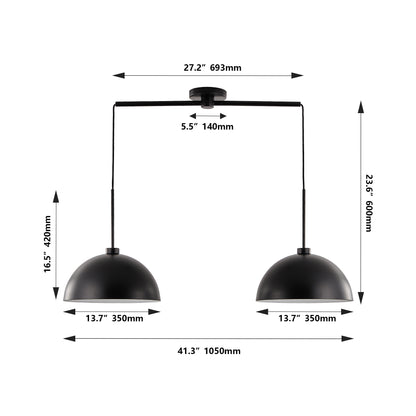 41" Matte Black Industrial Double Pendant Light - view 9