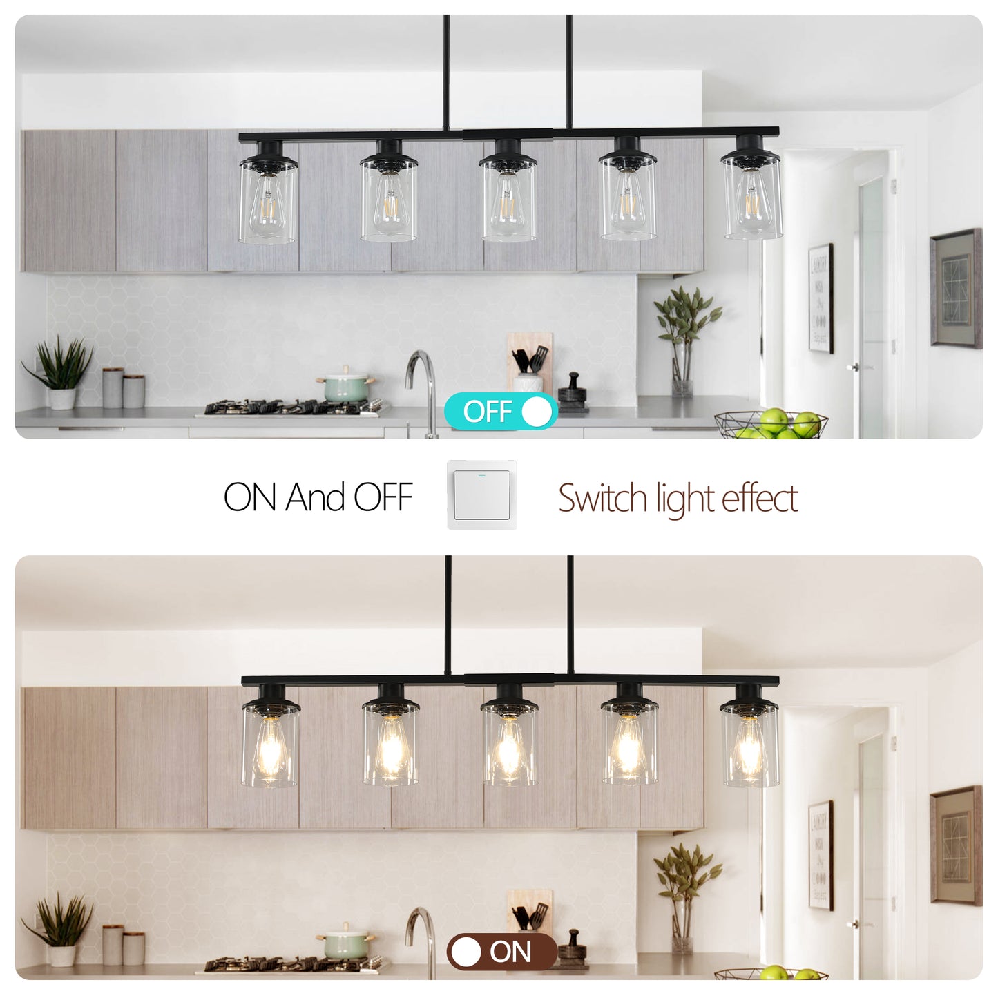 37" 5-Light Matte Black Industrial Chandelier - view 6