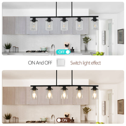 37" 5-Light Matte Black Industrial Chandelier - view 6