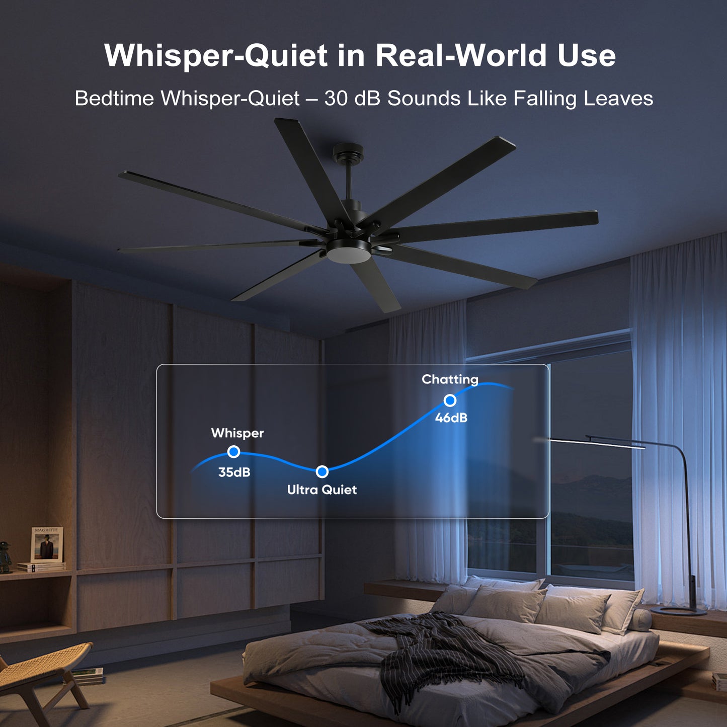 84" Matte Black Plywood Ceiling Fan with Dimmable LED - view 5