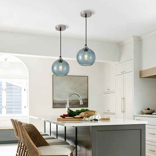 7.9" Green Glass Globe Pendant Light, Set of 2 - view 2