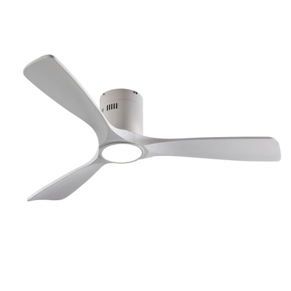 52" Matte White Solid Wood Ceiling Fan with Dimmable LED