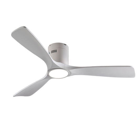 52" Matte White Solid Wood Ceiling Fan with Dimmable LED