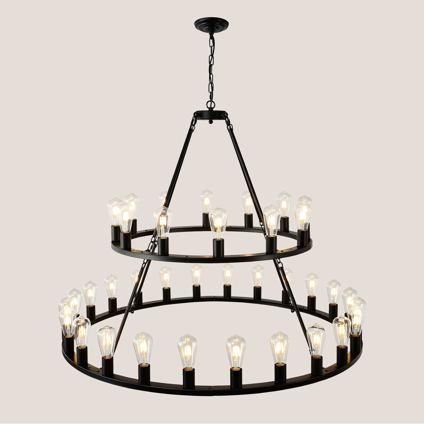 52" 2-Tier Wagon Wheel Farmhouse Chandelier, 36-Light - view 16