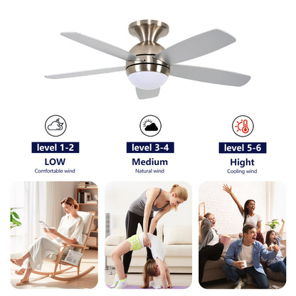 52" Satin Nickel Plywood Blade Ceiling Fan with Remote - view 8