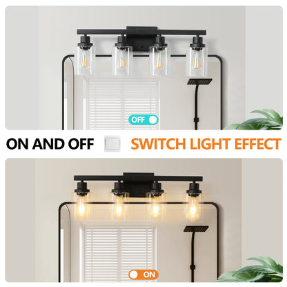 24" 4-Light Black Vanity Light with Clear Glass Shades - view 6