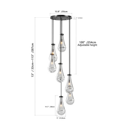 7-Light Black Adjustable Pendant Chandelier - view 10