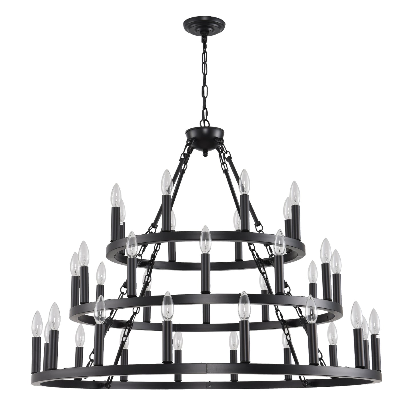 39" 3-Tier Wagon Wheel Farmhouse Chandelier, 36-Light - view 12