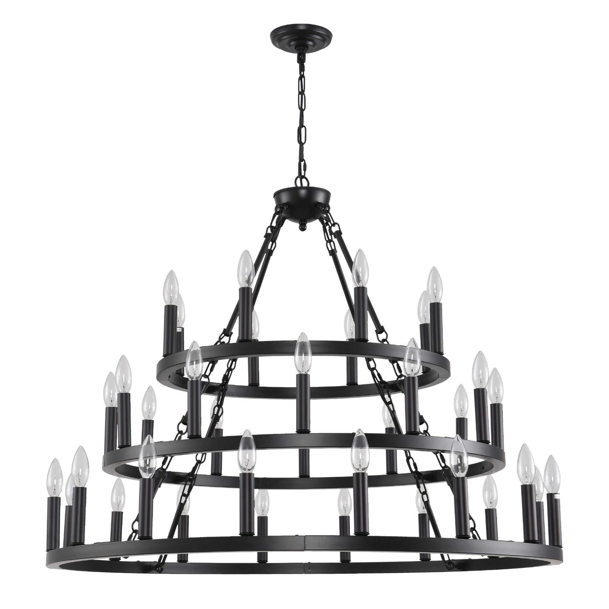 39" 3-Tier Wagon Wheel Farmhouse Chandelier, 36-Light - view 12