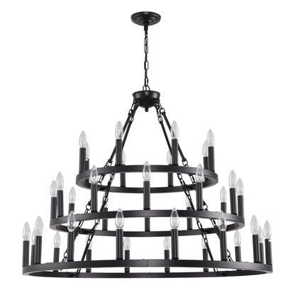 39" 3-Tier Wagon Wheel Farmhouse Chandelier, 36-Light - view 12