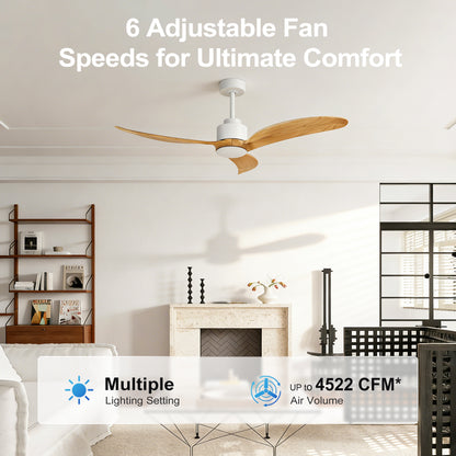 52" White & Natural Wood Ceiling Fan with Dimmable LED - view 15