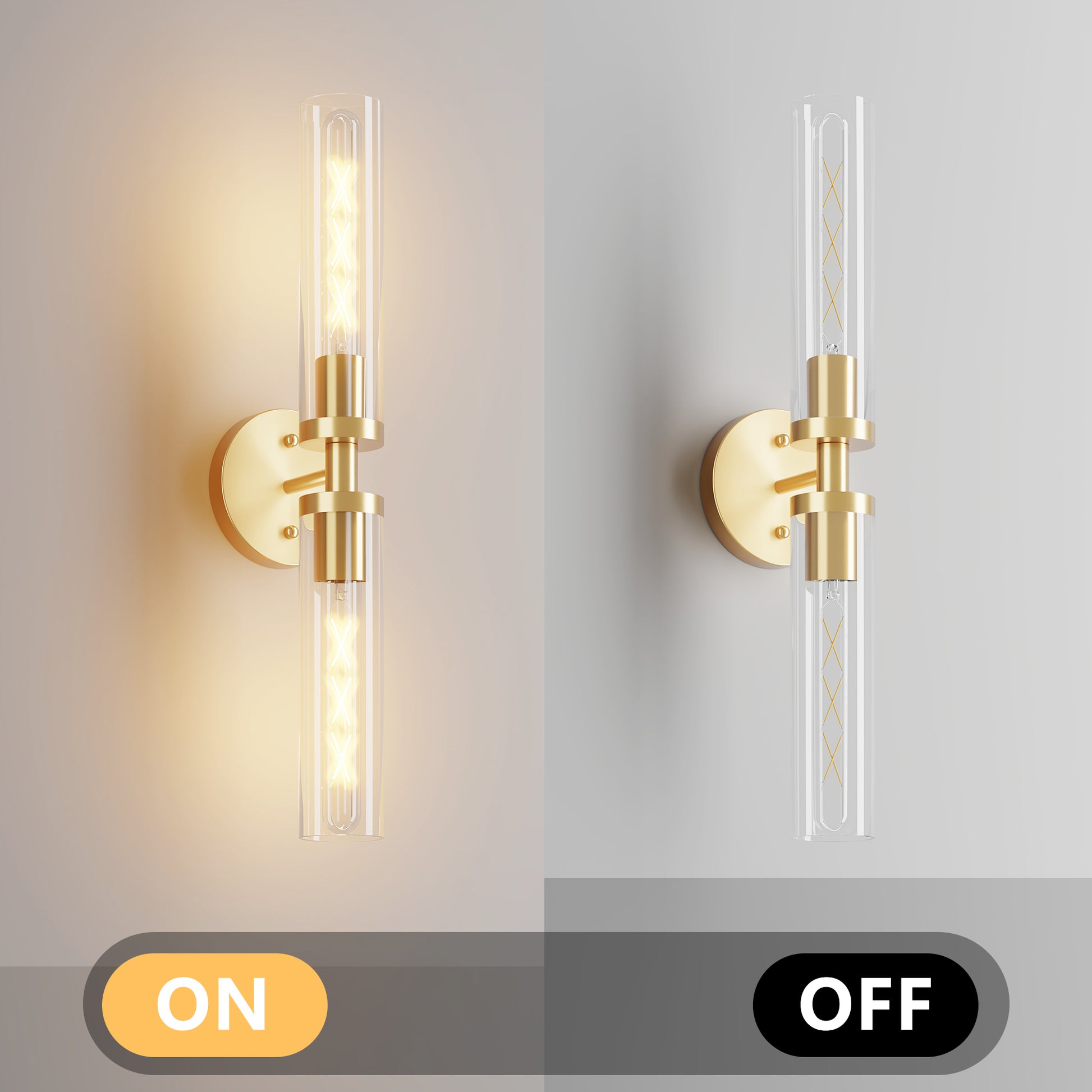 Gold Wall Light with Clear Glass, Set of 2 - view 5