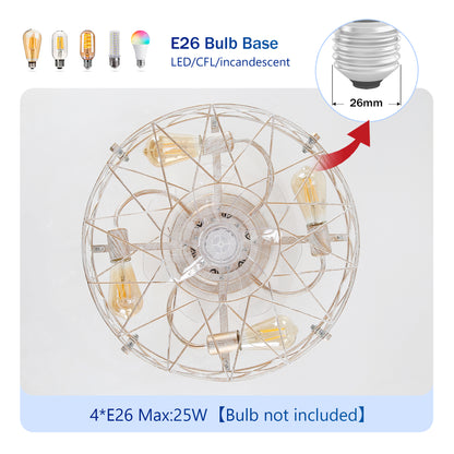 20" Matte White Caged Ceiling Fan with Remote - view 8
