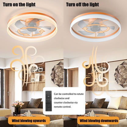 White & Orange Low Profile Ceiling Fan with Dimmable LED - view 6