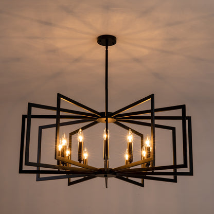 12-Light Matte Black Tiered Lantern Farmhouse Chandelier - view 11