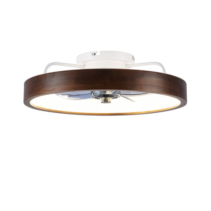 20" White & Wood Flush Mount Ceiling Fan with Dimmable LED - view 16