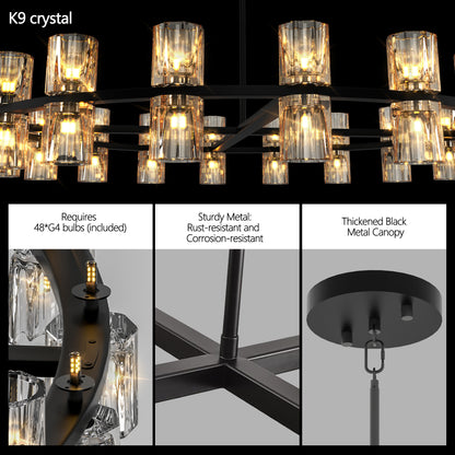 48" Modern Black Crystal LED Chandelier - view 3