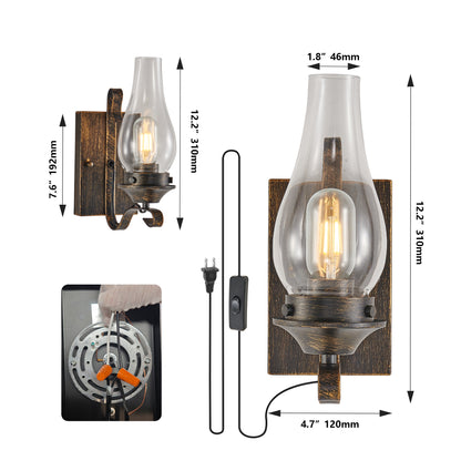 Farmhouse Black & Gold Wall Light with Clear Glass, Set of 2 - view 10