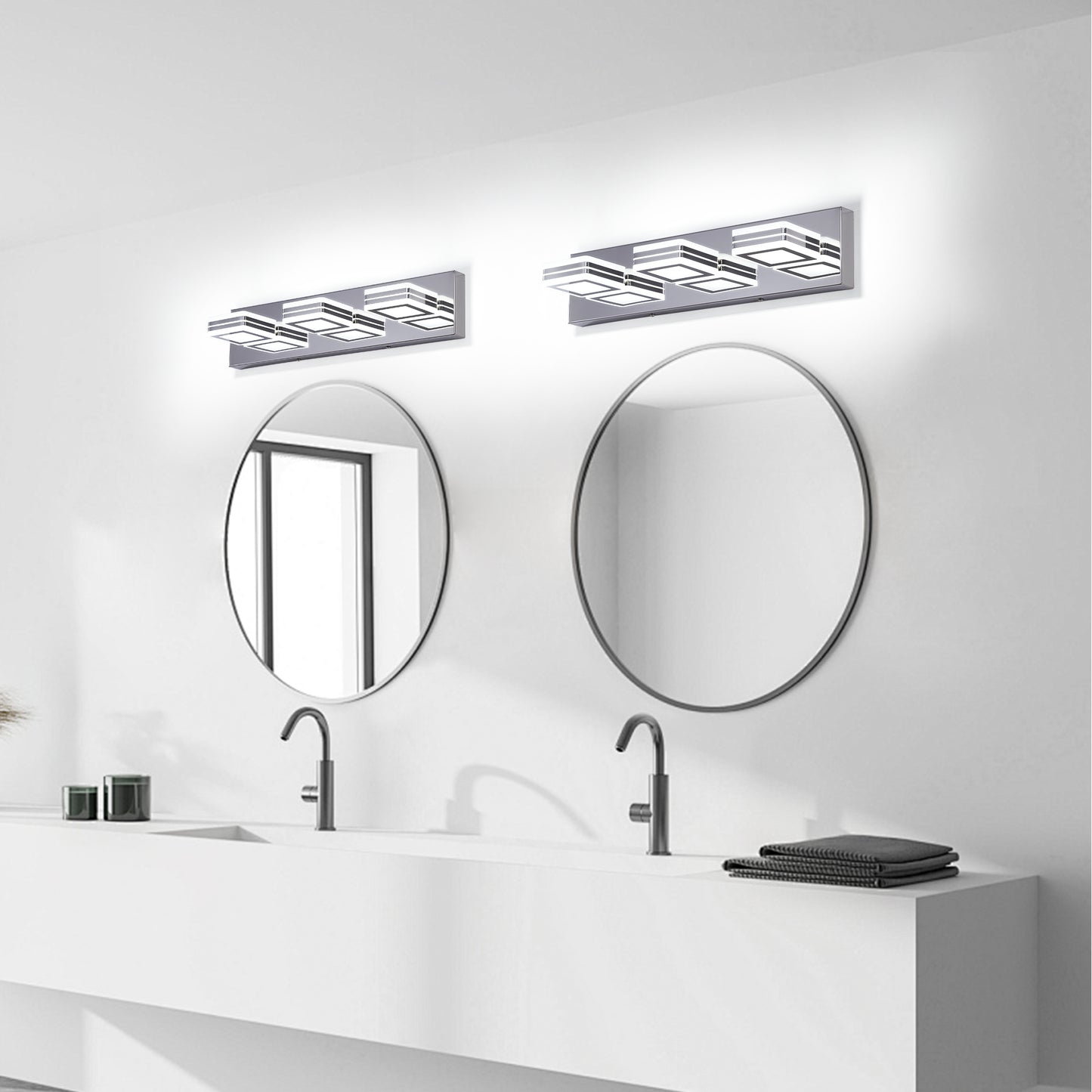 3-Light Chrome Bathroom Vanity Light, Dimmable LED - view 3