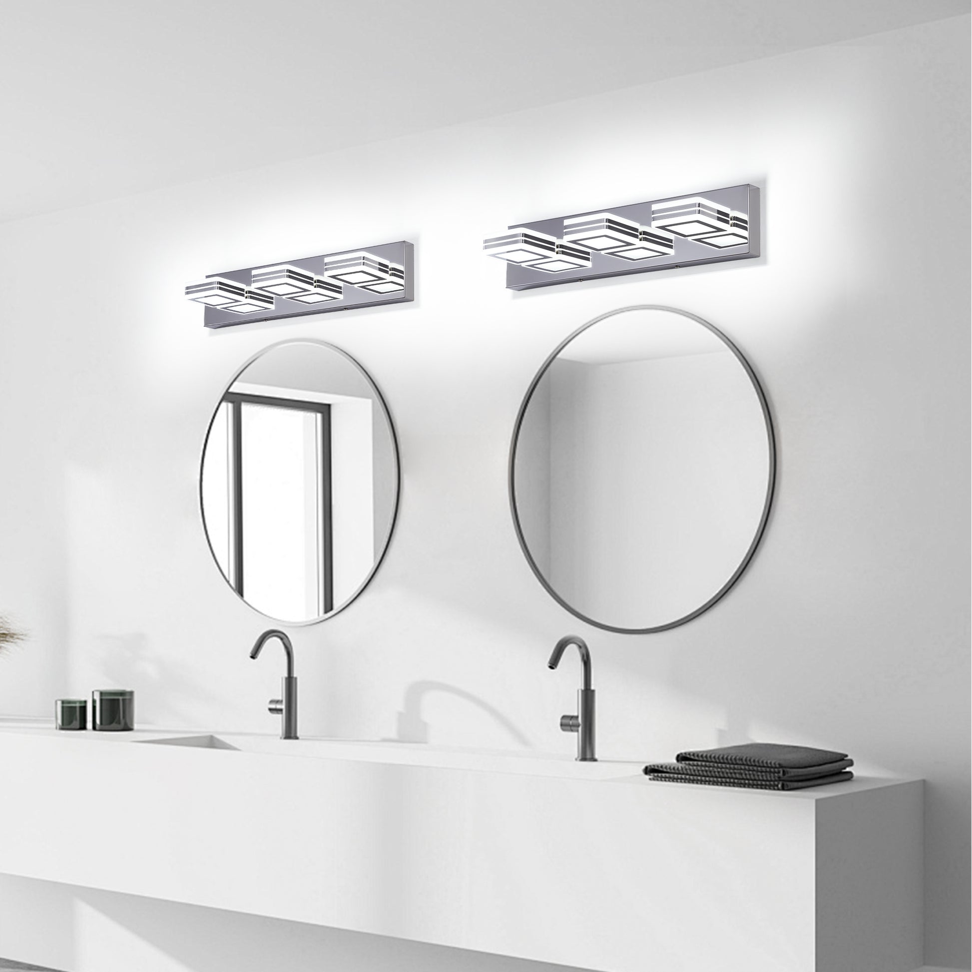 3-Light Chrome Bathroom Vanity Light, Dimmable LED - view 3