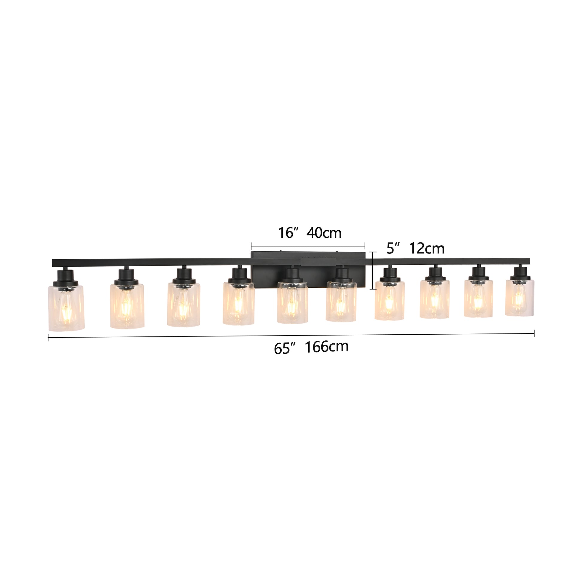 65" 10-Light Matte Black Vanity Light - view 9