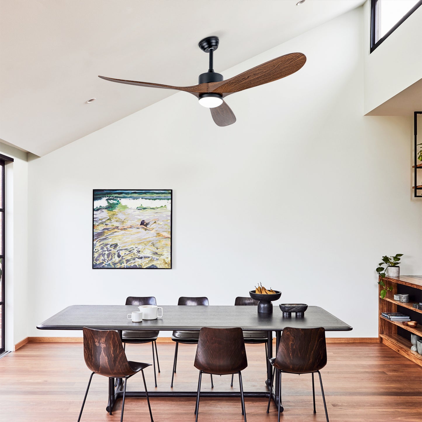 60" Matte Black Ceiling Fan with LED Light - view 5