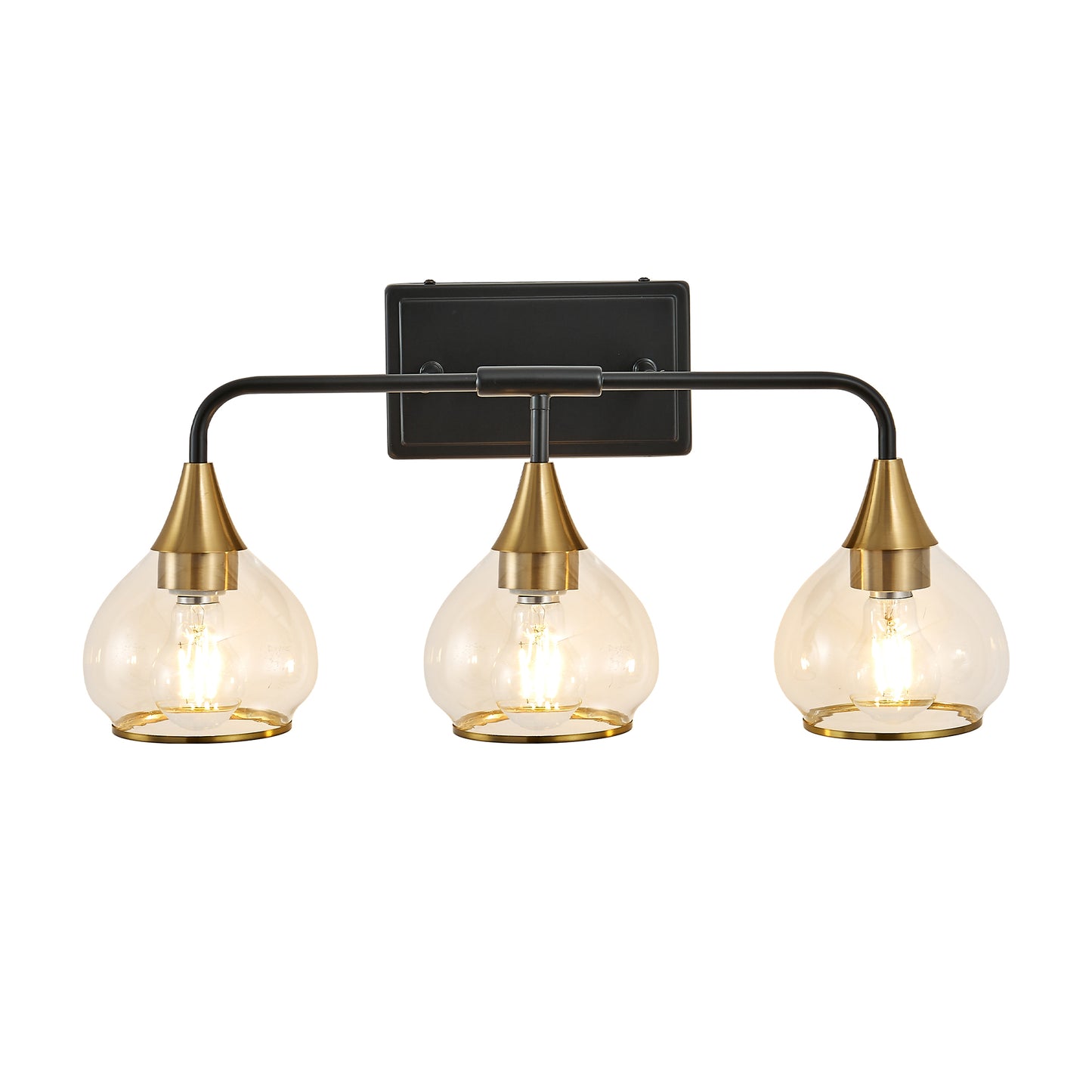 23" 3-Light Black & Gold Vanity Light with Clear Glass - view 11