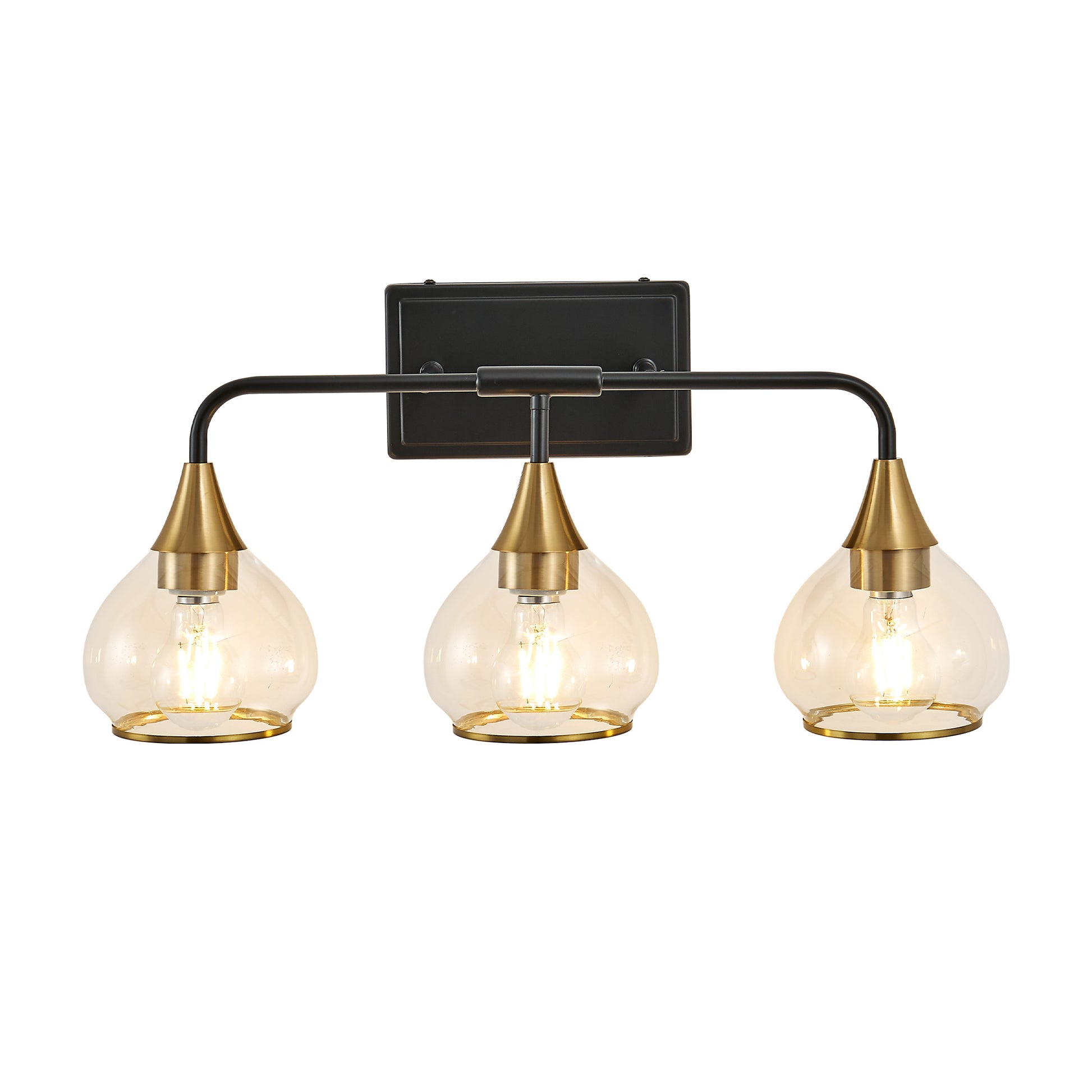 23" 3-Light Black & Gold Vanity Light with Clear Glass - view 11
