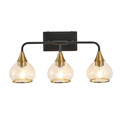 23" 3-Light Black & Gold Vanity Light with Clear Glass - view 11