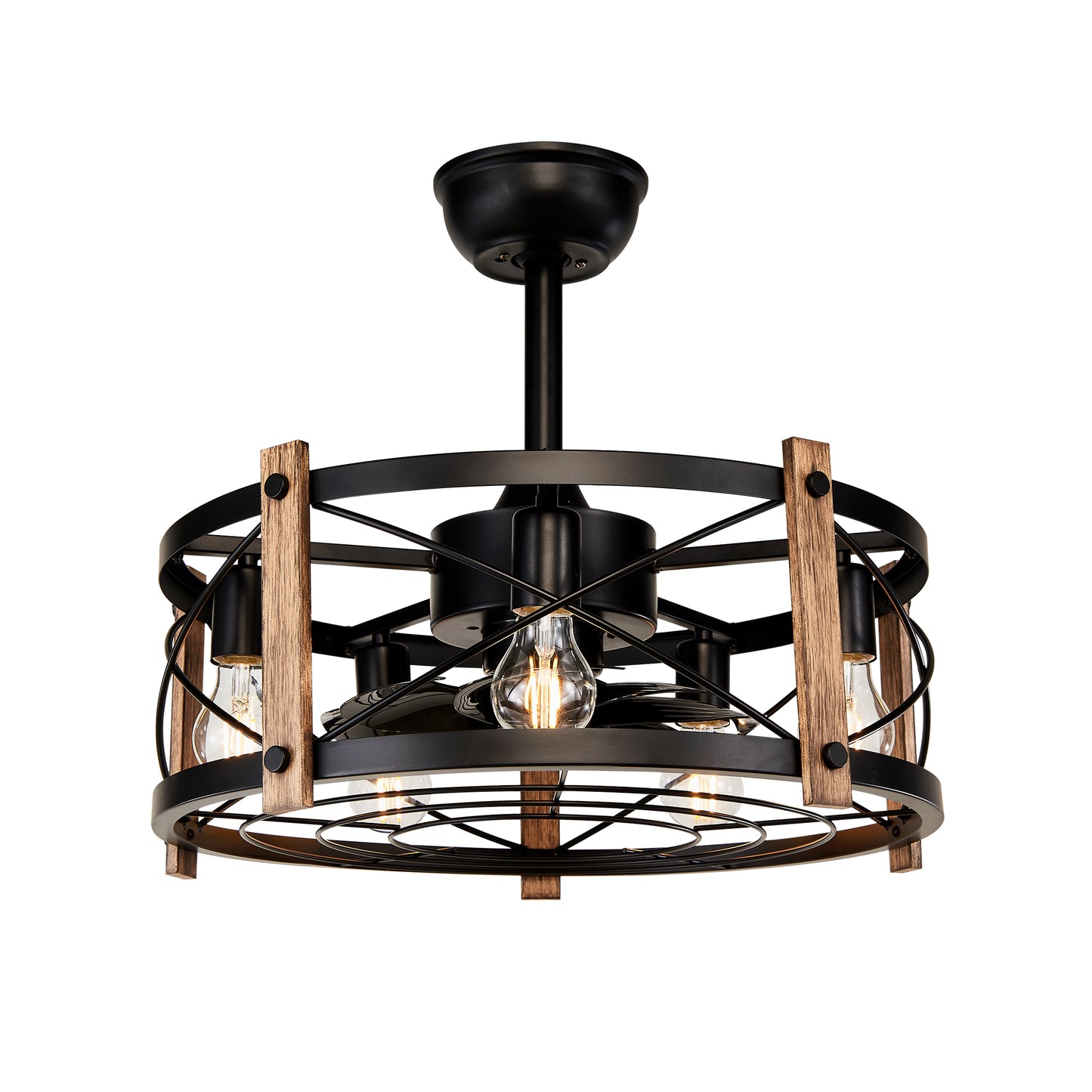 20" Matte Black Caged Chandelier Ceiling Fan with Remote - view 21