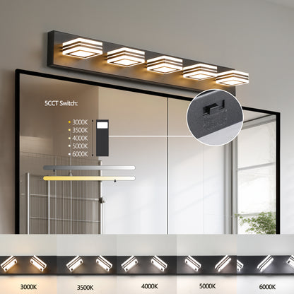 34" 5-Light Modern Black LED Vanity Light - view 6