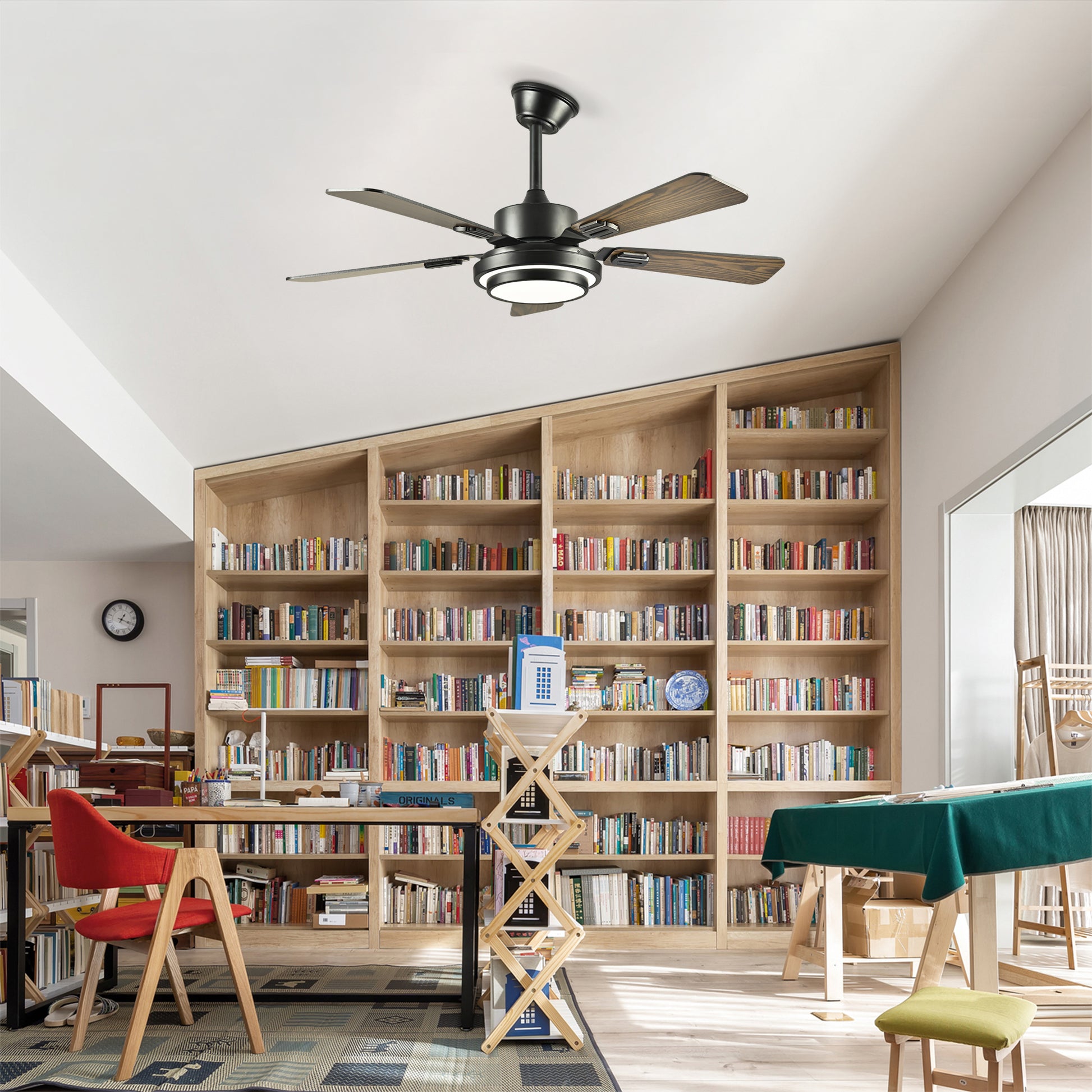 42" Matte Black Ceiling Fan with Dimmable LED Light - view 5