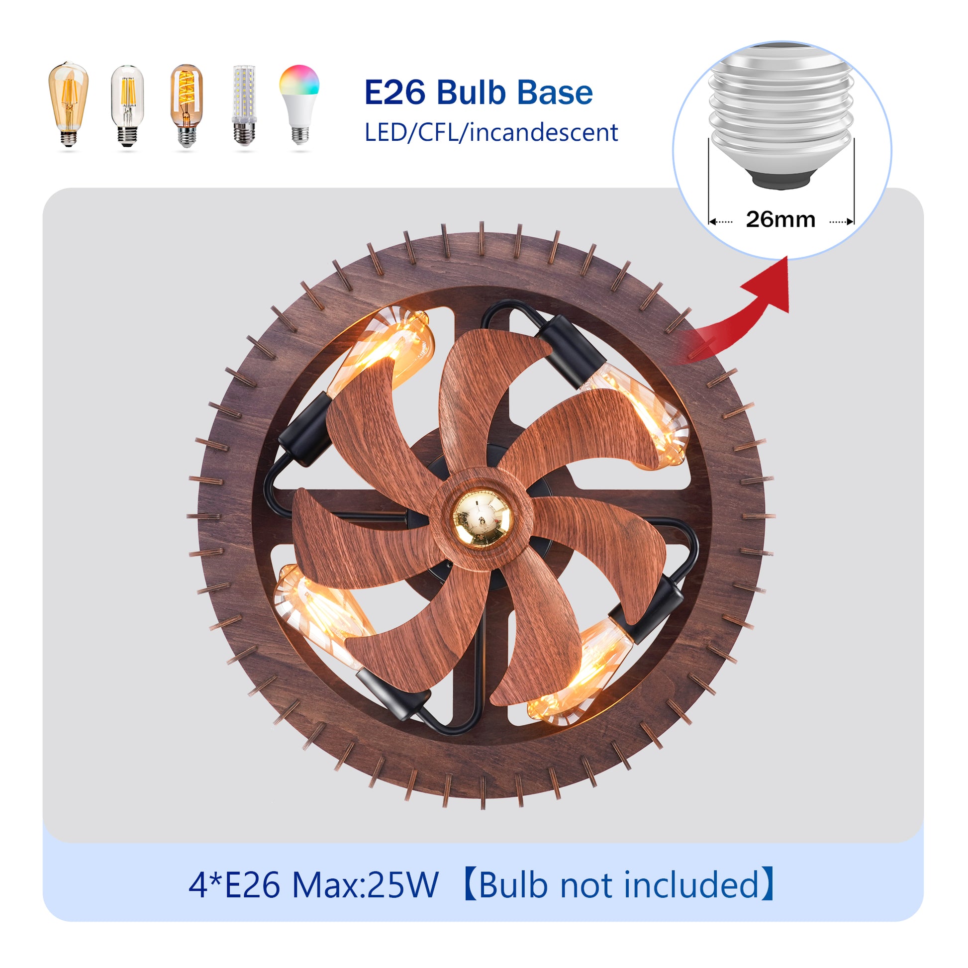 20" Wood Flush Mount Ceiling Fan with Remote - view 8