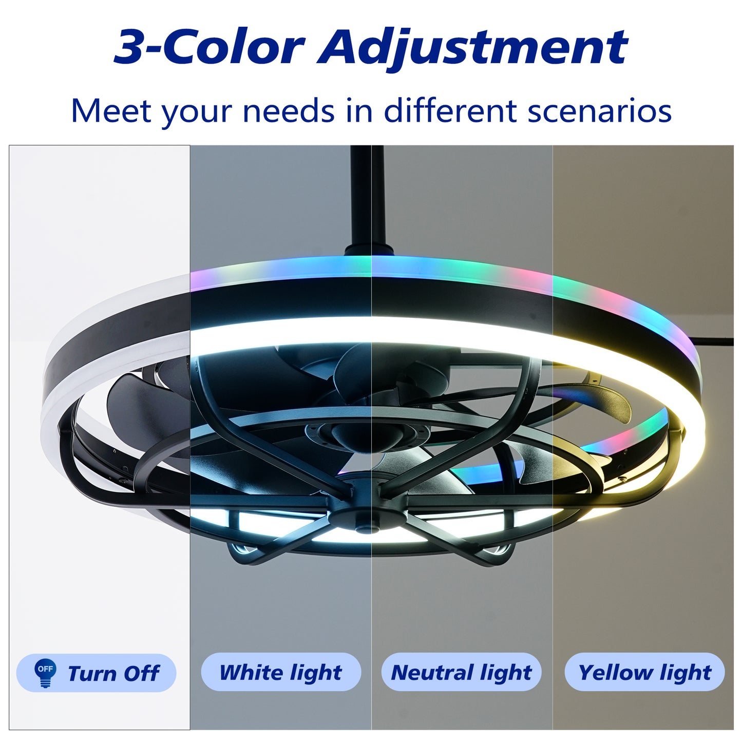 Matte Black Indoor Outdoor Ceiling Fan with Dimmable LED - view 8