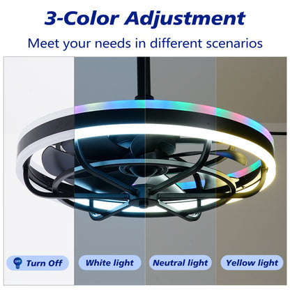 Matte Black Indoor Outdoor Ceiling Fan with Dimmable LED - view 8